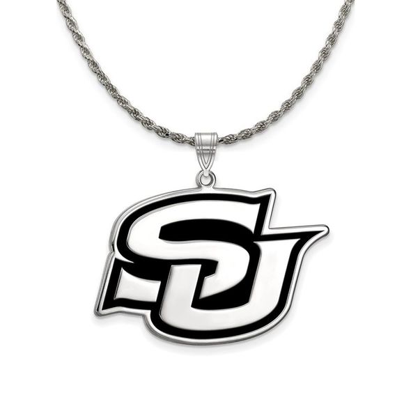Sterling Silver Southern U. XL Enamel Pendant Necklace - 24 Inch